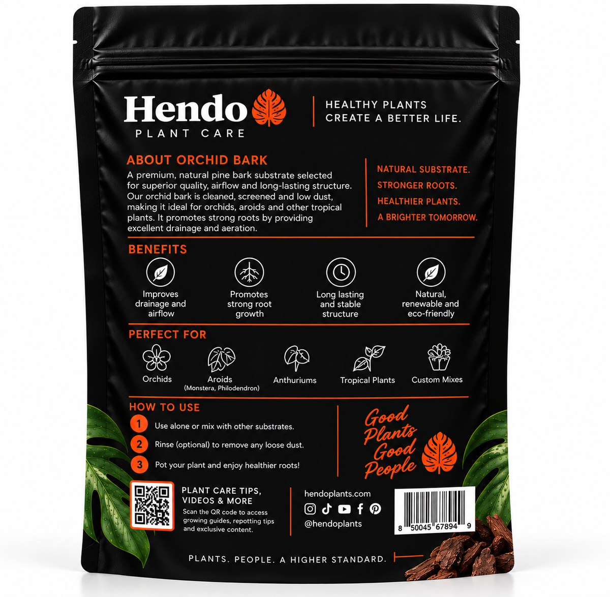 Hendo Plant Care C-02 Orchid Bark back packaging